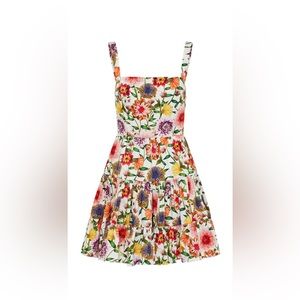 Borgo De Nor Floral Mini Dress in White with Multicolor Blooms